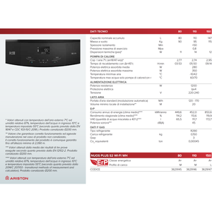 Calentador de Agua con Bomba de Calor Ariston NUOS PLUS S2 WI-FI de 110 Litros, Monobloque, Montado en Pared, R290, Eficiencia Energética A+ - Product Image 2