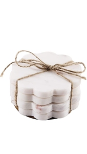 Elegant Natural White <b>Marble</b> <b>Coasters</b> Handcrafted Set of Four Durable Round Modern Eco-Friendly by Craft Emporium for Home Decor - Product Image 4