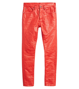 Pantalones rojos de piel auténtica para hombre personalizados al por mayor con cintura media y ajuste regular con método de tejido no tejido servicio ODM - Product Image 4