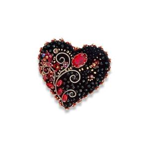 Broche fleur avec cristal et perle broderie à la main et fil de lingot perlé broche de mode - Product Image 6