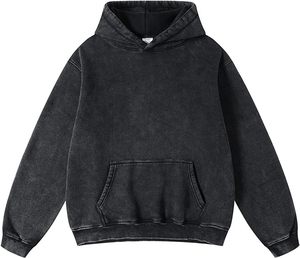Sweat à capuche homme oversize délavé à l'acide 500GSM Heavyweight 100% Cotton Athletic Vintage Sweatshirt Streetwear Hoodies - Product Image 6
