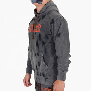 Venta al por mayor de alta calidad cremallera chándales sudaderas con capucha lavado con ácido 100% algodón hombres logotipo personalizado chándal informal de los hombres para Unisex - Product Image 5