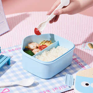 Boîte à bento japonaise Pastel House, adorable boîte à lunch avec cuillère et fourchette, sans BPA, compartiments chauffables, pour le travail, en plastique pour la conservation - Product Image 2