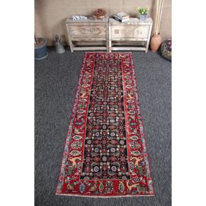 พรมขนาด 3.3x8.8 ฟุต, พรมตุรกีขนาดเล็ก, พรมสีแดงลายดอกไม้ - Product Image 1