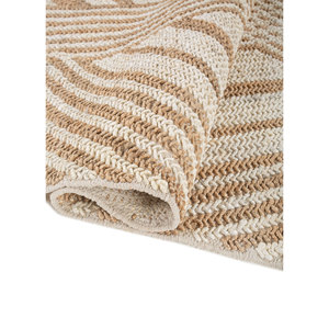 Tapis en jute et chanvre Nomadic Threads PDJT-754 beige et marron, tissage plat, à rayures géométriques, pour la maison, le salon, le couloir, forme rectangulaire - Product Image 2