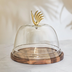Factory Custom Best Durable Wooden Round <b>Cake</b> <b>Stand</b> with <b>Glass</b> Dome for <b>Cakes</b> and Fruits Top Cover Included - Product Image 2