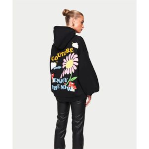 Sudadera con capucha de algodón de alto gramaje, estilo popular, cuello redondo, personalizada, con estampado de letras en relieve, oversize, 2024, venta al por mayor - Product Image 4