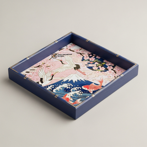 Plateau de service en bois indien de luxe, fait à la main, motif vagues océaniques et dauphins, écologique, biodégradable, durable, décoratif de qualité supérieure - Product Image 3