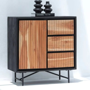 Modern Wooden <b>Sideboard</b> cabinet 1 door 3 drawers premium quality solid acacia wood furniture for living room or home use - Product Image 1