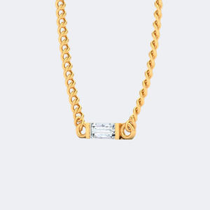 Collar con Colgante Horizontal de Diamantes Baguette de 0.10CTW, Oro de 14k, Diamantes Cultivados en Laboratorio, Color D, VVS, Estilo Minimalista para Mujer - Product Image 3