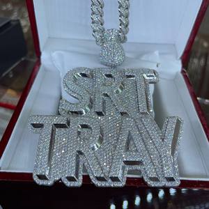 Exclusive <b>Custom</b> <b>Name</b> White Gold Plated Luxury Hip Hop Diamond Pendant <b>Necklace</b> Bulk Orders for Resellers & Wholesalers - Product Image 2