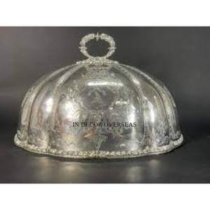 Base en métal enduit de poudre de couleur blanche avec dôme en verre transparent couverture alimentaire hôtel et restaurant Table à manger fournitures de pièce maîtresse - Product Image 6