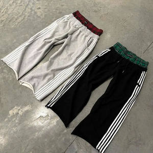 Pantalon de survêtement en tricot droit à rayures incurvées pour hommes Pantalon de survêtement à rayures latérales pour hommes Pantalon de survêtement baggy à double taille à la mode - Product Image 1