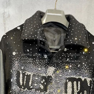 best Adults Wear Best fashion Leather Sleeves <b>Rhinestone</b> Varsity <b>Jackets</b> Made In Best Quality <b>Rhinestone</b> Varsity Winter <b>Jackets</b> - Product Image 5