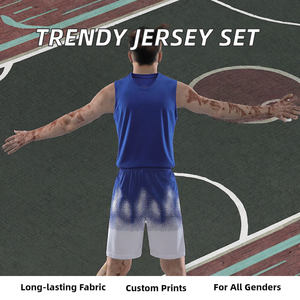 Ensemble d'uniformes de basket-ball personnalisés pour adultes, taille plus, unisexe, deux pièces, jersey sans manches à séchage rapide, imprimé numérique par sublimation sur le devant - Product Image 2