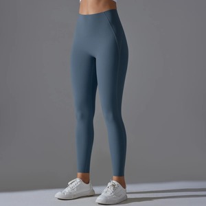 Pantalones de gimnasio de alta calidad para mujer, mallas de Yoga sólidas personalizables, cintura elástica, cintura alta, hechas de Spandex/nailon - Product Image 2