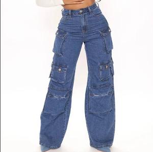 Pantalones Vaqueros de Moda para Mujer, con Múltiples Bolsillos, Transpirables, Nuevo Modelo, Multicolores, Estilo Cargo, Holgados, Cintura Media, Venta al por Mayor - Product Image 4