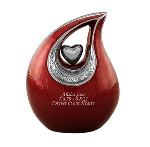 โกศโลหะทรงหยดน้ำตาสีเงินแบบฝังสำหรับขี้เถ้าของมนุษย์สีแดงแบบ210Lbs - Product Image 1