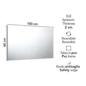 Reversible Polished Edge <b>Vanity</b> <b>Mirror</b> 100x60 <b>Wall</b> Mounted <b>Mirror</b> - Product Image 2