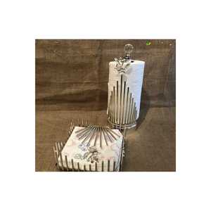 Juego de 2 servilleteros grises cuadrados de palo y rollo turco Material de arroz - Product Image 4