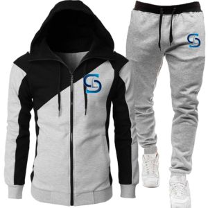 Conjunto de chándal de 2 piezas para mujer, Top de cuello alto de Color sólido a la moda, pantalones ajustados, conjuntos de ropa de otoño e invierno, traje para correr de dos piezas para mujer - Product Image 1