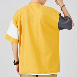 Personnalisé de haute qualité hommes été décontracté à manches courtes T-Shirt rue imprimé Patchwork lavé Technique blanc personnalisable - Product Image 2