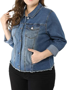 Vestes en jean matelassées personnalisées pour femmes pour l'automne respirant motif solide partout broderie florale décorations de diamants à capuche - Product Image 4