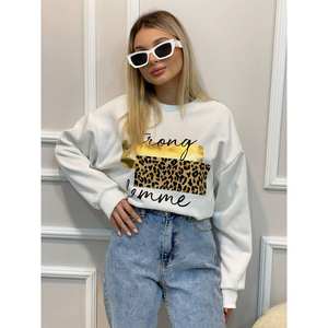 <b>Strong</b> Femme Oversized Crew Neck Sweatshirt Breathable Knitted <b>Fabric</b> with Printed Design - Product Image 3