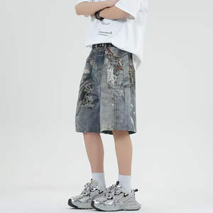 กางเกงยีนส์ขาสั้นผ้าแคนวาสสำหรับผู้ชาย สไตล์ลำลอง ใส่สบาย ระบายอากาศได้ดี แห้งเร็ว เอวกลาง ทรงปกติ ติดกระดุม 100% ผ้าแคนวาส เป็นมิตรต่อสิ่งแวดล้อม - Product Image 2