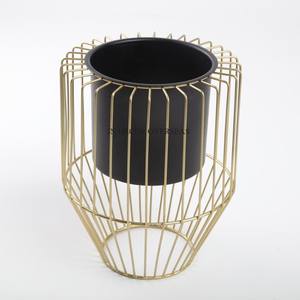 High Demanding Black Color Powder Coated Premium Quality Metal Flower Pots And <b>Planter</b> With <b>Gold</b> Plated Designer Stand Supplies - Product Image 6