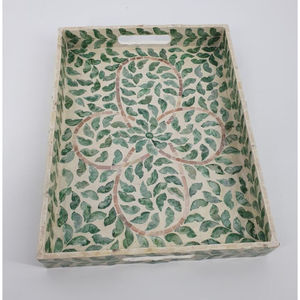 Top Selling Home Tableware Food <b>Snacks</b> Dessert Serving <b>Tray</b> Made of Mother of Pearl With Blue Floral Pattern Coffee Table <b>Tray</b> - Product Image 5