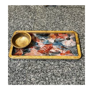 Plateau en bois artisanal, design oiseau, personnalisable, bol de service poli pour collations, thé, écologique, décoration de fête, maison, cuisine - Product Image 1