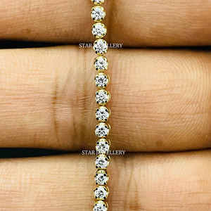 14K oro blanco 2mm diamante Natural cristiano lujo tenis pulsera joyería fina regalo - Product Image 3