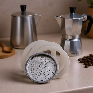 Juego de 3 piezas de juntas y filtros para cafetera de 4 tazas, compatible con cafeteras Moka modelo 02CF037 RG1 - Product Image 3
