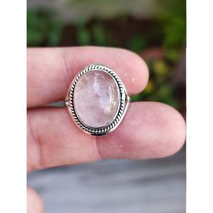 Handmade 925 Sterling Silver Cocktail <b>Ring</b> Rose <b>Quartz</b> & Platinum Women's Pink Gemstone Gemstone <b>Ring</b> Perfect Gift for Her - Product Image 6