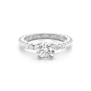 Brillo garantizado de larga duración, peso de 1,00 quilates, ajuste de 4 puntas, anillo de compromiso de piedra lateral, diamantes cultivados en laboratorio para mujeres - Product Image 4