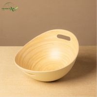 Bol jetable en bambou filé à la main avec poignée intégrée, design minimaliste écologique, idéal pour la rentrée scolaire, personnalisable