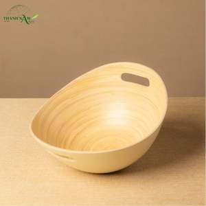 Bol en bambou filé à la main avec poignée intégrée, design minimaliste écologique, idéal pour la rentrée scolaire, personnalisable - Product Image 3