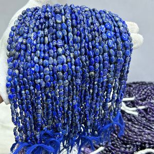 Perles de pierres précieuses naturelles AAA en Lapis Lazuli, 7x10-10x13 MM Pépites de forme irrégulière lisse Perles de Lapis Lazuli, pierre précieuse Lazuli de 12 pouces - Product Image 4