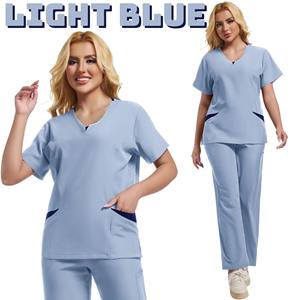 Uniformes de gommage en coton à ouverture zippée pour femmes vêtements de travail d'infirmière avec col haut Spa vétérinaire salopette de médecin vêtements de travail - Product Image 5
