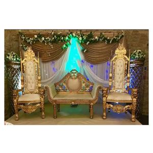 Juego de muebles de oro para boda real, sofá tallado en oro nuevo de Alemania con sillas con respaldo alto, muebles de madera de diseñador para bodas - Product Image 1