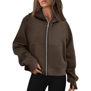 Sudaderas con cremallera de alta calidad para mujer 2025, venta al por mayor, sudaderas con cremallera completa de algodón ajustadas OEM personalizadas, sudaderas con capucha elegantes - Product Image 1