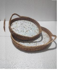 Vente chaude Tailles personnalisables Plateau rond en bois incrusté d'os Décoratif et utilisable pour la maison et le mariage - Product Image 4