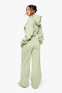 Pantalones de pierna ancha para mujer, de algodón 100% Material, transpirable, estampado de logotipo personalizado, pantalones de chándal sólidos, ropa informal OEM - Product Image 5