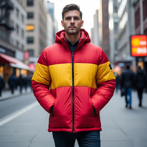 Veste matelassée d'hiver pour hommes Streetwear Zipper Puffer Bubble Jackets Cotton Padded Hooded Down Puffer Coat - Product Image 6