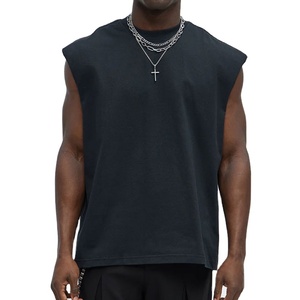High Quality Boxy <b>Distressed</b> Plain Quick Dry Men Woven Knitted Tank <b>Top</b> Heavyweight Material Hot Selling Streetwear Jersey <b>Top</b> - Product Image 1