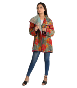 Chaqueta Corta de Algodón Hecha a Mano para Mujer, Estilo Bohemio Floral, Tejida y Reversible para Otoño e Invierno - Product Image 2