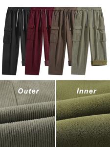 Men Multi-Pockets <b>Fleece</b> <b>Liner</b> Knit Cargo Pants men's pants men's trousers - Product Image 3