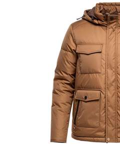 Chaqueta Acolchada Marrón para Hombre con Capucha, Chaqueta de Invierno Cálida con Múltiples Bolsillos, Ropa de Calle Informal, Cortavientos - Product Image 4