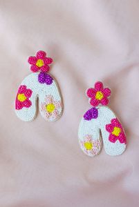 Boucles d'oreilles brodées à la main en perles de verre légères et durables pour une utilisation longue durée et des soirées MOHSIN HANDICRAFTS MH-1140 - Product Image 4